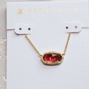 Kendra Scott Elisa Berry red glass Pendant Necklace in Gold
